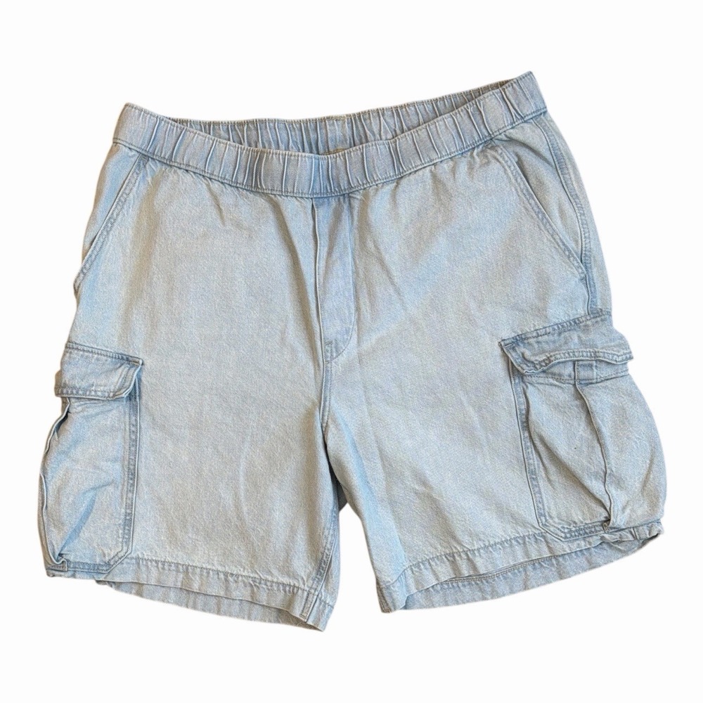 H&M Light Wash Denim Cargo Shorts XL Loose Fit Y2K Skater‎ Streetwear